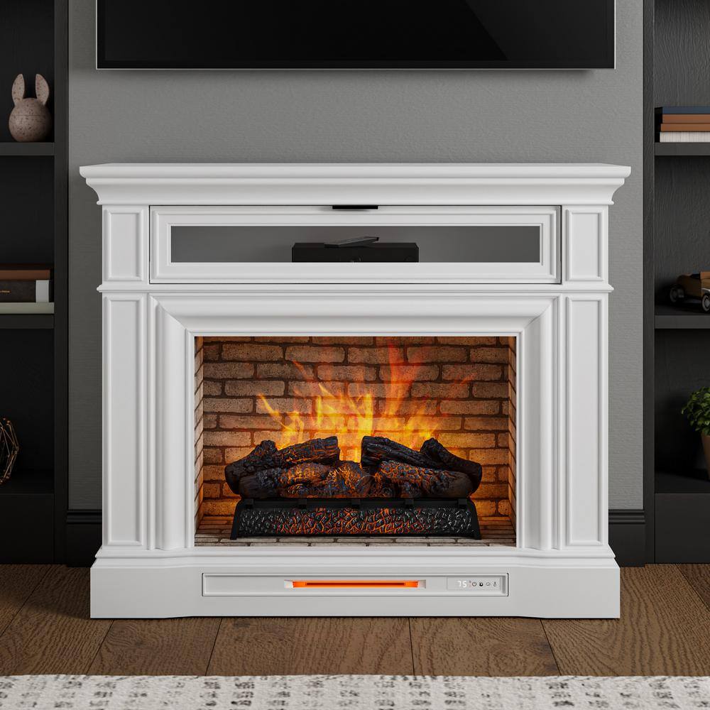 Home Decorators Collection Pinery 47.125 in. Freestanding Electric Fireplace TV Stand in White 1927FM-28-201