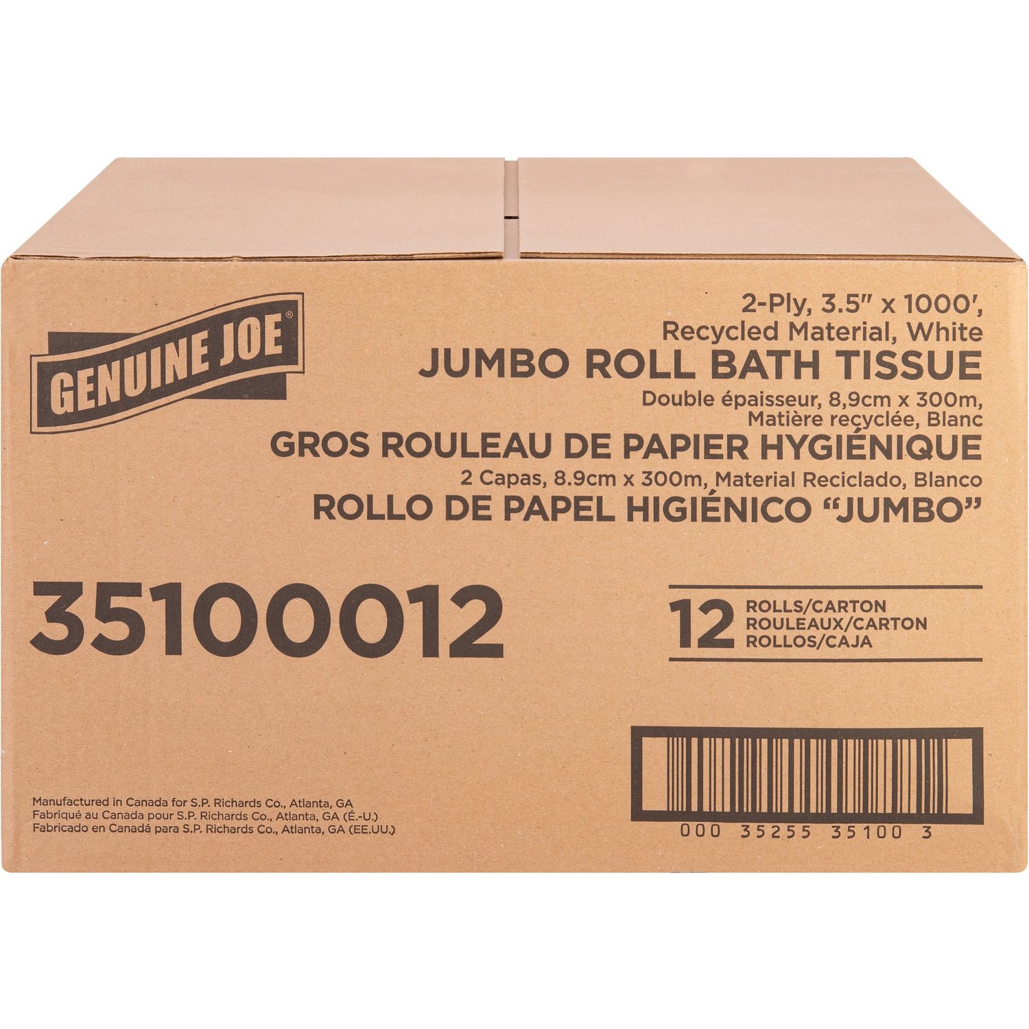 Jumbo Jr Dispenser Bath Tissue Roll by Genuine Joe GJO35100012