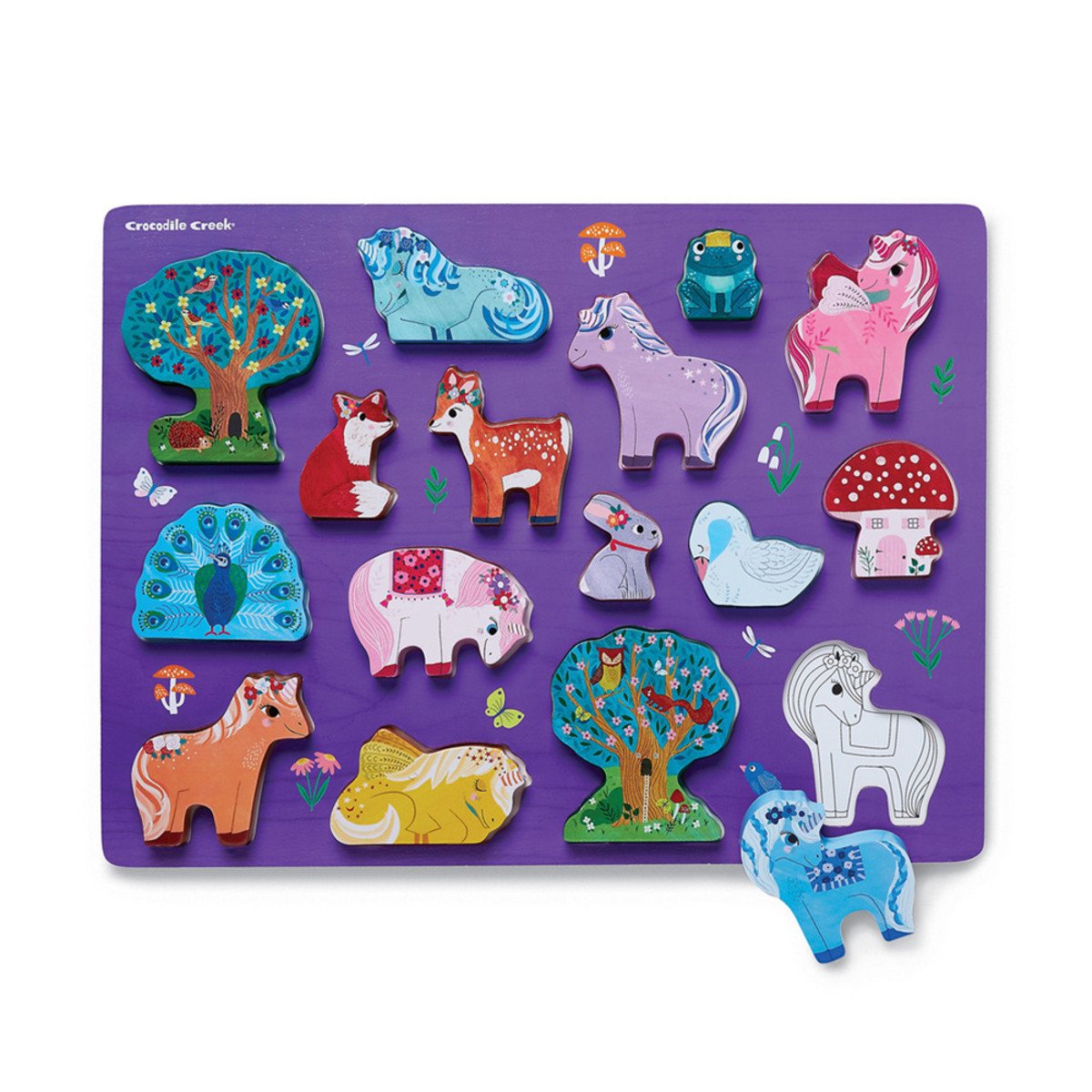 Let's Play 16 Piece Wood Puzzle - Unicorn Garden by Crocodile Creek