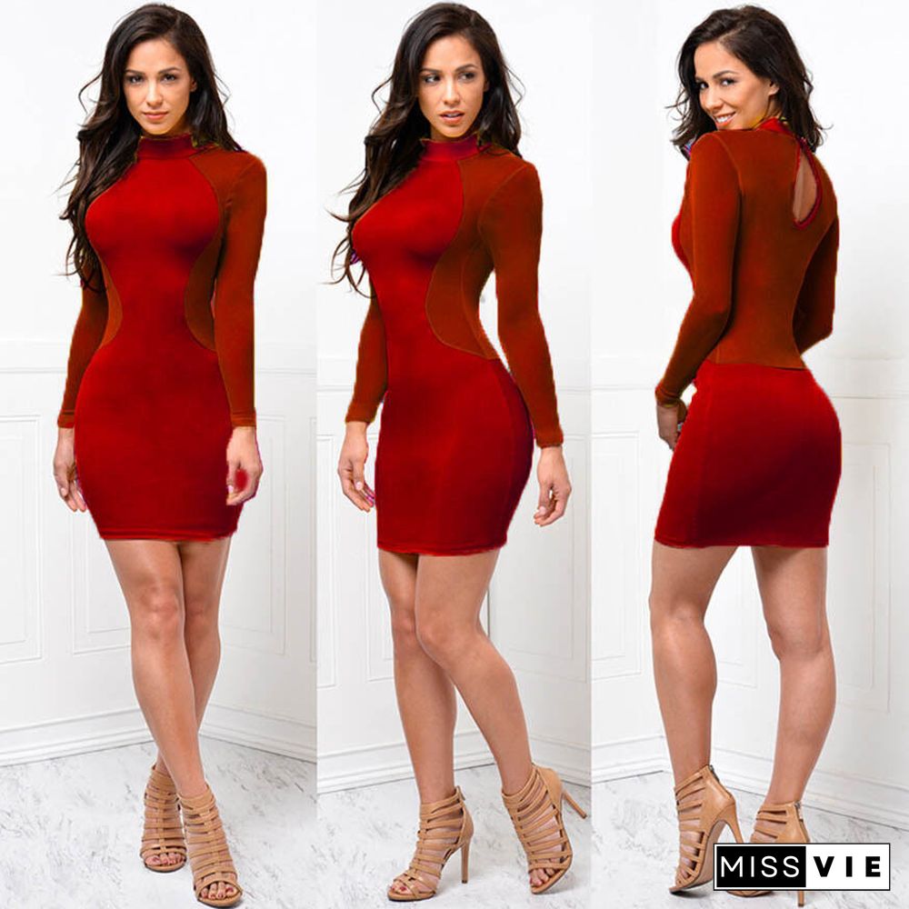 Sexy Women Dress See Through Mesh Bandage Bodycon Long Sleeve Evening Party Clubwear SexyClubStyle Mini Dress