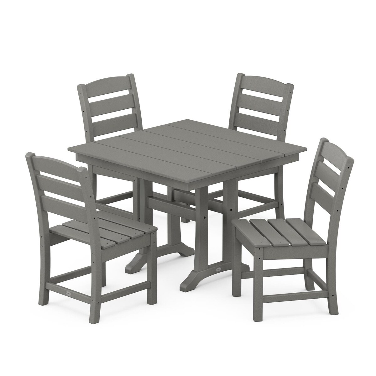 POLYWOOD Lakeside 5-Piece Farmhouse Trestle Side Chair Dining Set