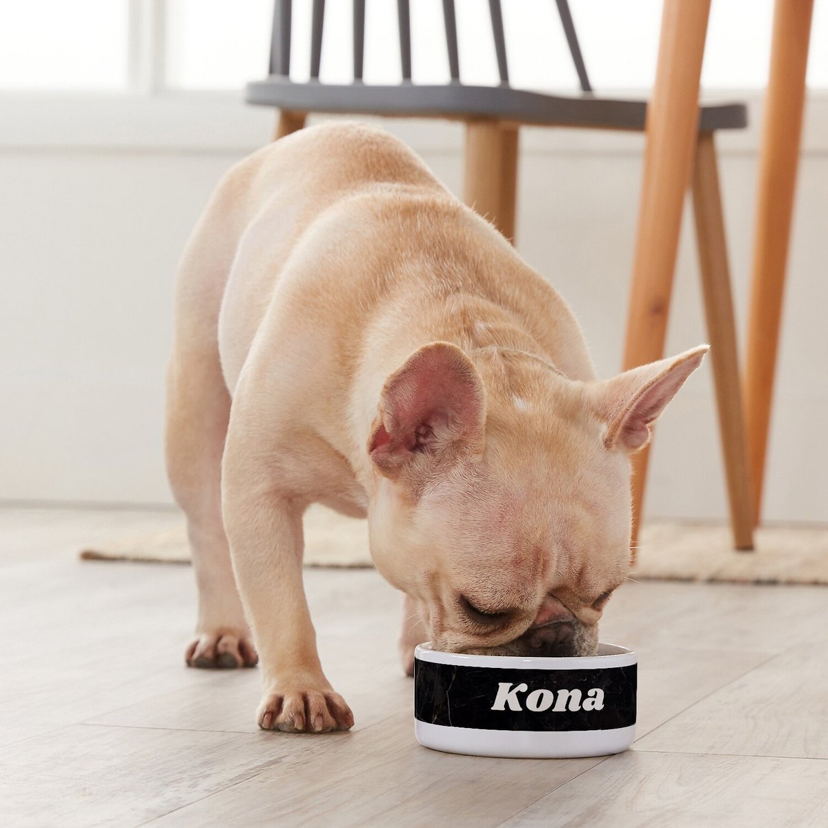 Frisco Personalized Black Marble Dog Bowl