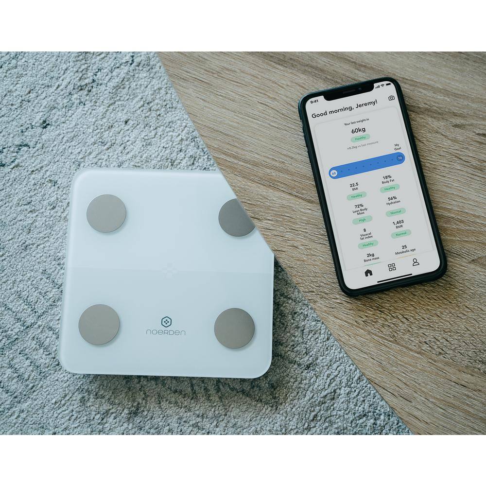 NOERDEN White Smart Scale with Bluetooth Detailed Body Composition Analysis PNS-0002