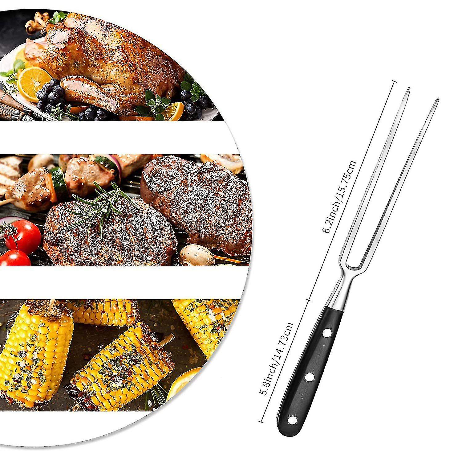 Xs Meat Fork， Large Meat Fork With Stainless Steel Wooden Handle， 15 Cm Blade Length， Grill Fork For