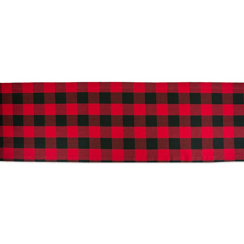 108 Red and Black Buffalo Plaid Christmas Rectangular Table Runner