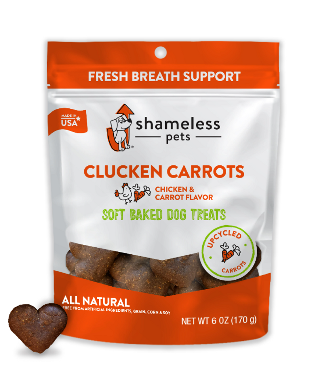 Shameless Pets Clucken' Carrots Soft-Baked Dog Treats， 6 oz