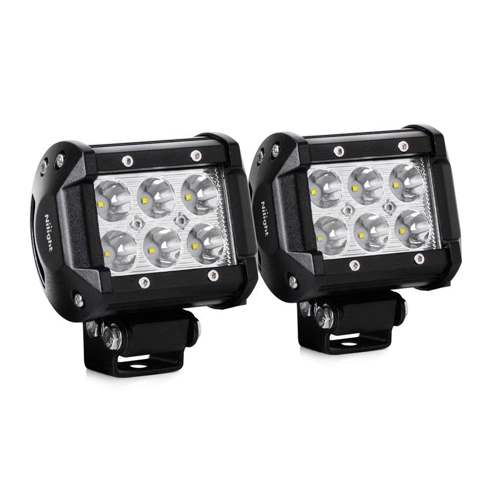 Nilight Led Light Bar 2PCS 18W 1260lm Spot Off Road Driving Fog Lights Led Pods for Boat Jeep Lamp Tractor Boat ， 2 Years Warranty