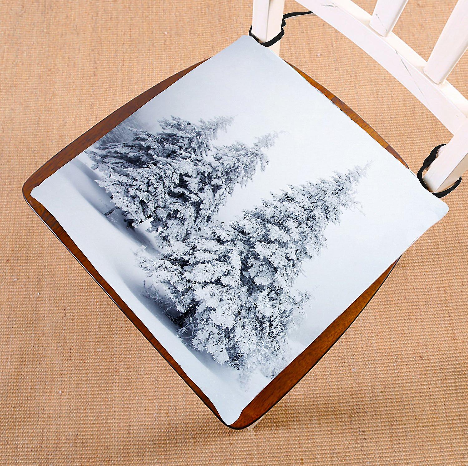 Winter Landscape Chair Pad， Merry Christmas With Snowy Trees Seat Cushion Chair Cushion Floor Cushion 45x45 Cm