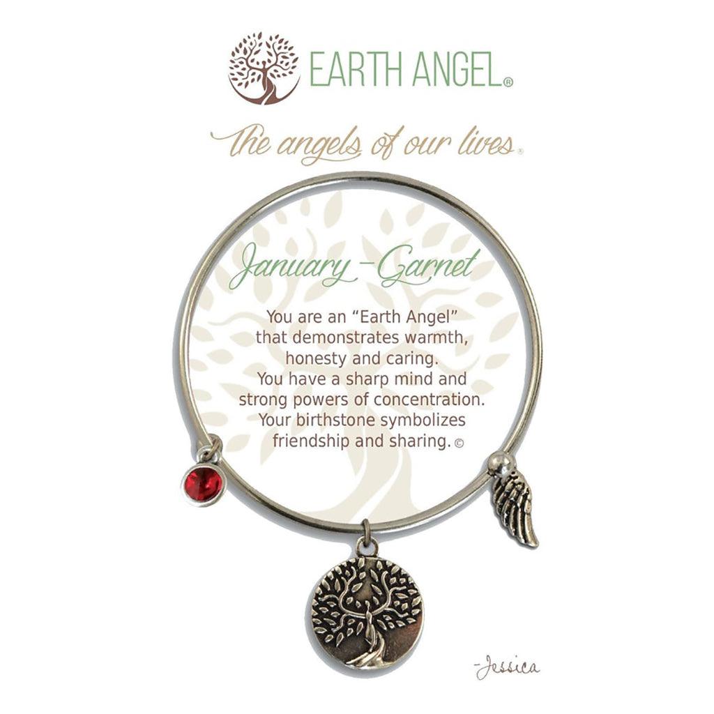 Earth Angel  January - Garnet Birthstone Bracelet in Silver