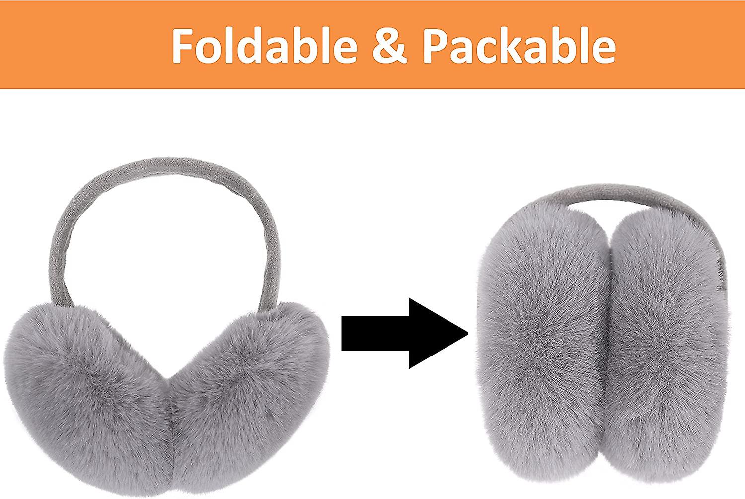 Men/women's Faux Furry Warm Winter Outdoors Ear Muffs 1 Pcs Grey -