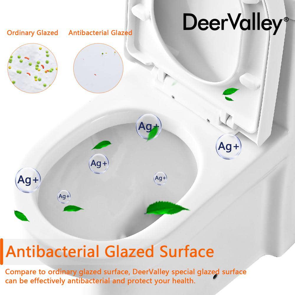 DEERVALLEY Liberty 1Piece 08128 GPF Dual Flush Elongated High Efficiency Toilet in White Seat Included