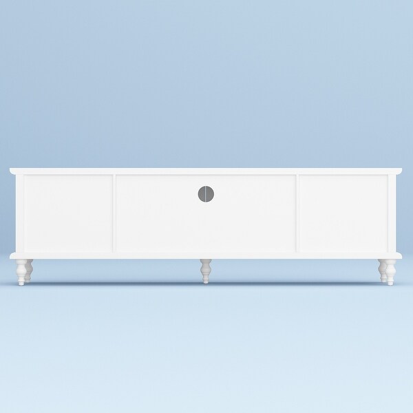 Contemporary Entertainment Center White Lacquer Media Storage Cabinet - 70.9