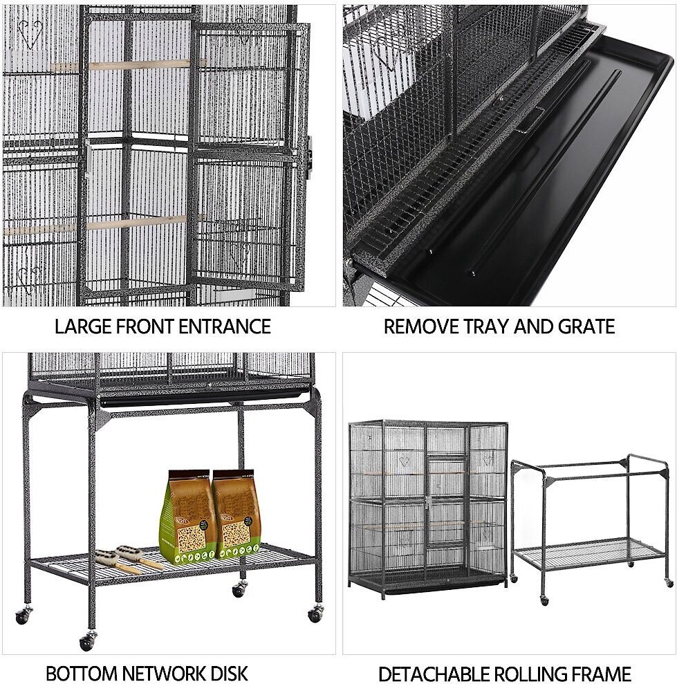 Yaheetech 63-in Open Top Metal Parrot Cage with Detachable Rolling Stand