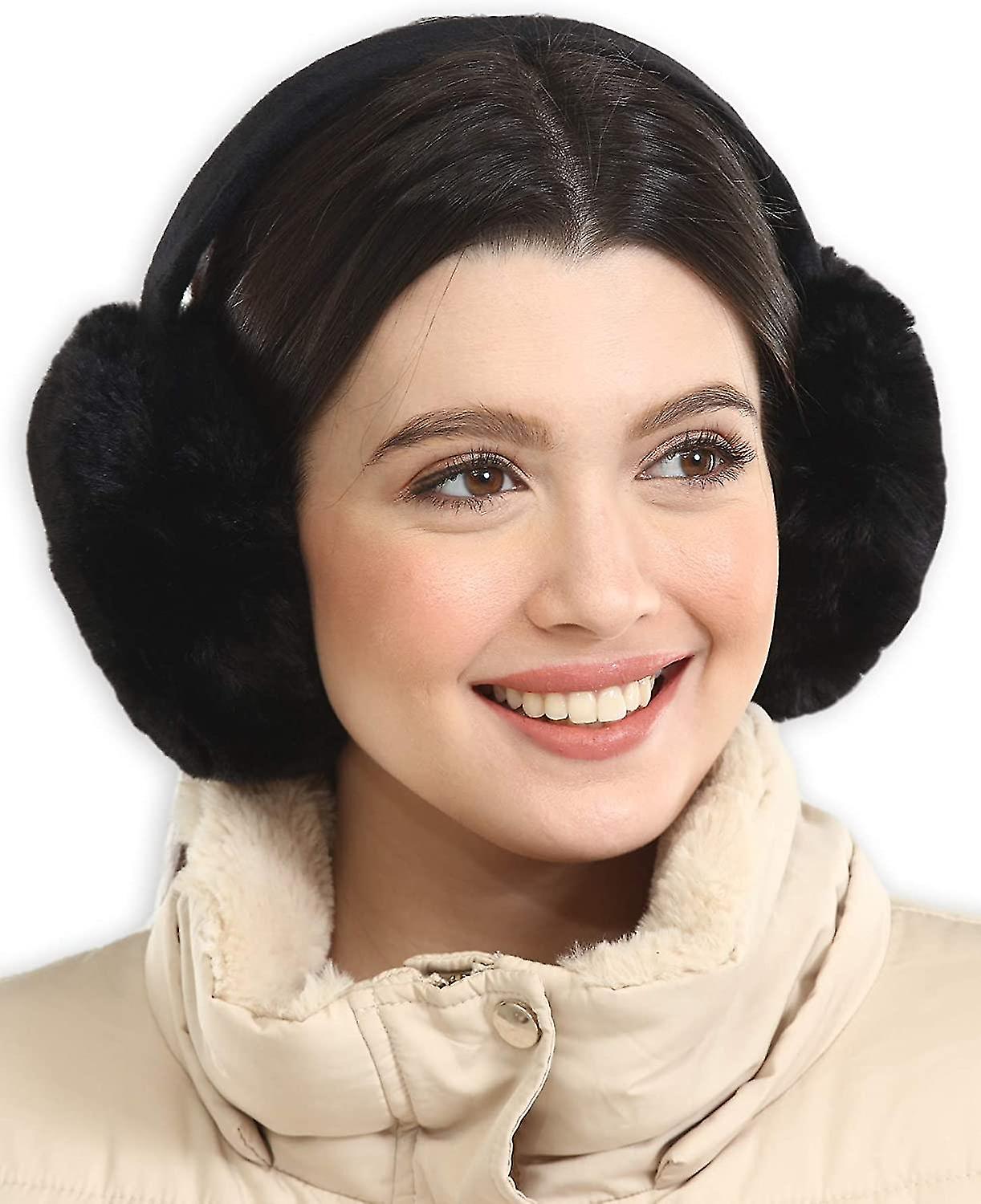 Womens Ear Muffs - Ear S/covers - Knit Furry Fleece Earmuffs