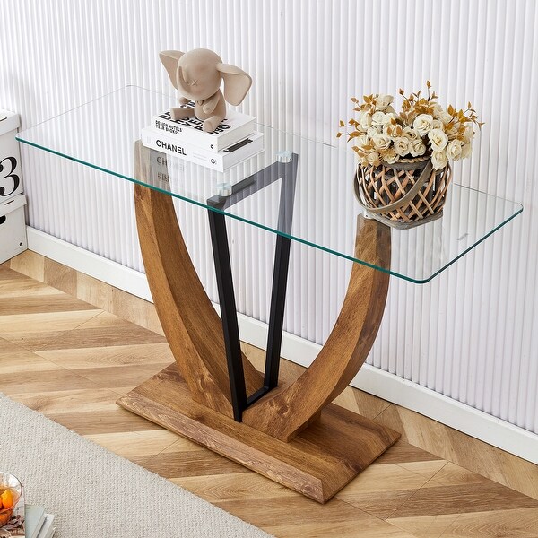 Modern and simple rectangular glass dining table in white with a pattern，white top and gold legs，suitable for entrance