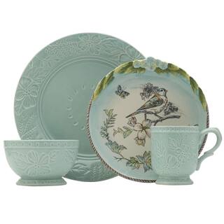 FITZ and FLOYD 16-Piece English Garden Bird Stoneware Dinnerware Set (Service For 4) 5290724