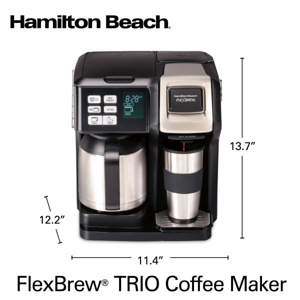 Hamilton Beach FlexBrew Trio Coffee Maker ， 10 Cup Thermal， Black and Stainless， Model 49966