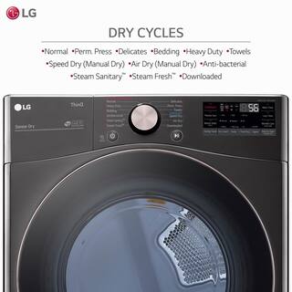 LG 7.4 Cu. Ft. Vented SMART Stackable Gas Dryer in Black Steel with TurboSteam and Sensor Dry Technology DLGX4001B