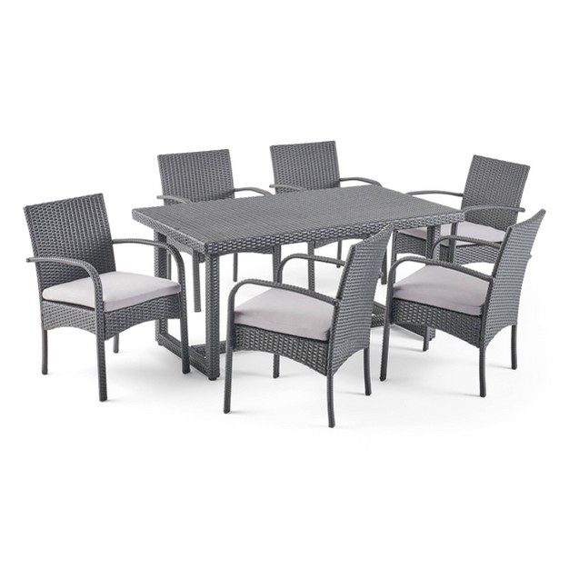 Harlowe 7pc Wicker Dining Set Gray gray Christopher Knight Home