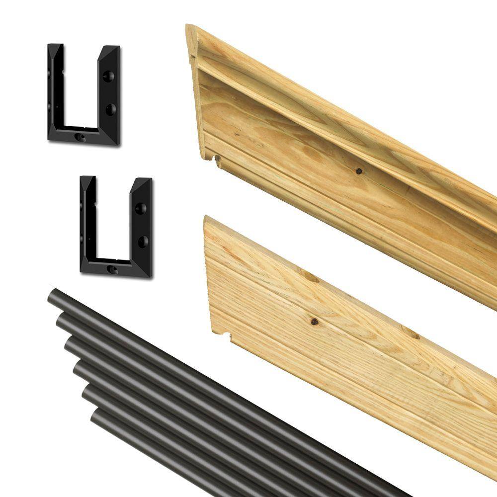 ProWood 6 ft. Black Aluminum Balusters Pressure-Treated Stair Railing Kit 423537