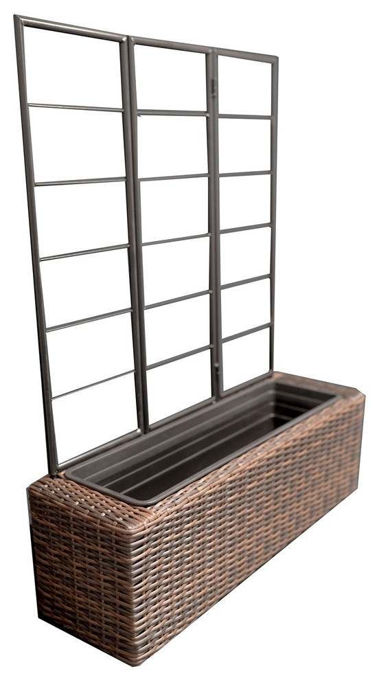 Multi tone Brown Wicker Planter with Trellis   Tropical   Outdoor Pots And Planters   by JR Home Products Ltd.  Houzz