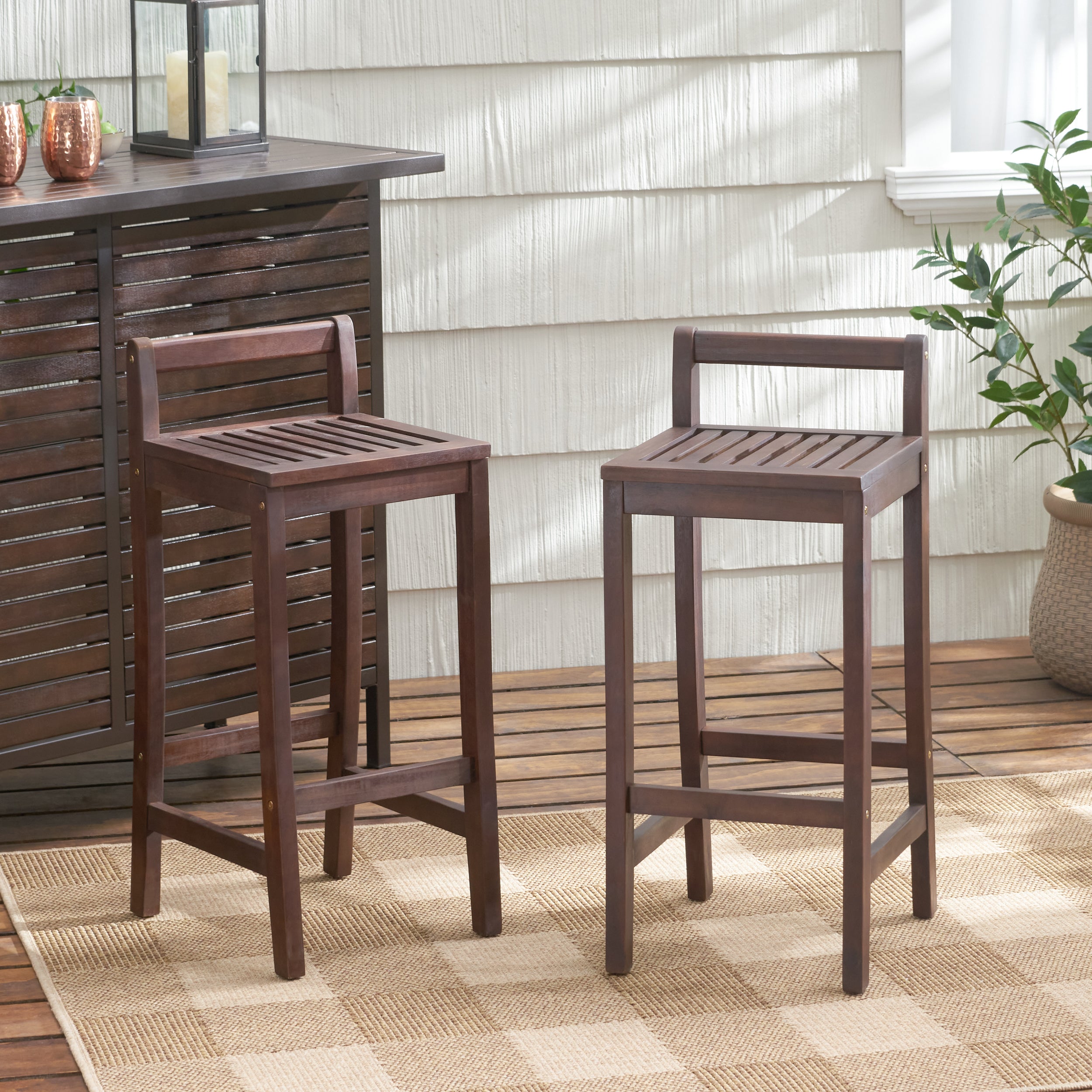 Catrina 30-Inch  Mahogany Stained Wood Bar Stools (Set of 2)