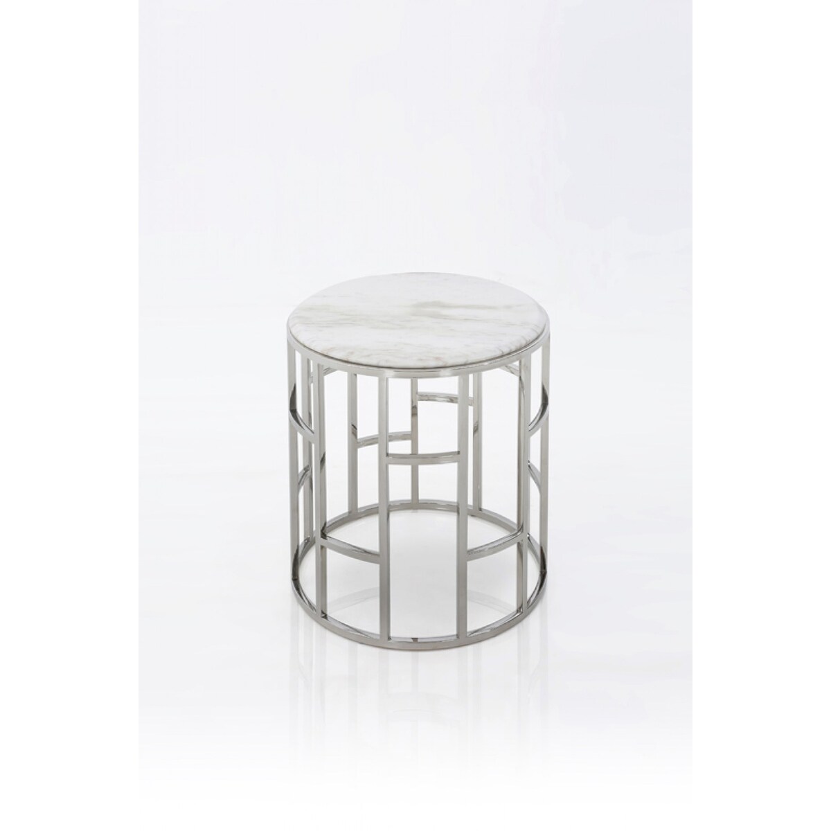 Modrest Silvan Modern Marble and Stainless Steel End Table