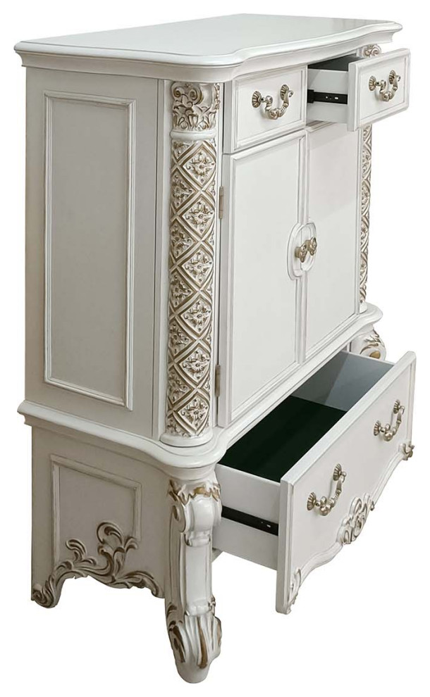 Acme Vendom Chest Antique Pearl Finish   Victorian   Accent Chests And Cabinets   by AMOC  Houzz
