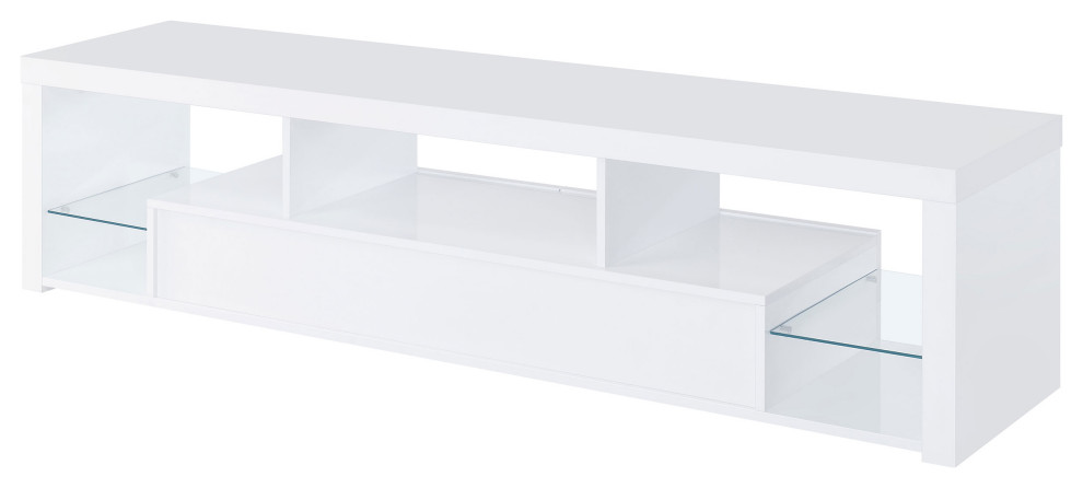 Jude 2 drawer 71 quotTV Stand With Shelving White High Gloss   Modern   Entertainment Centers And Tv Stands   by Modon  Houzz