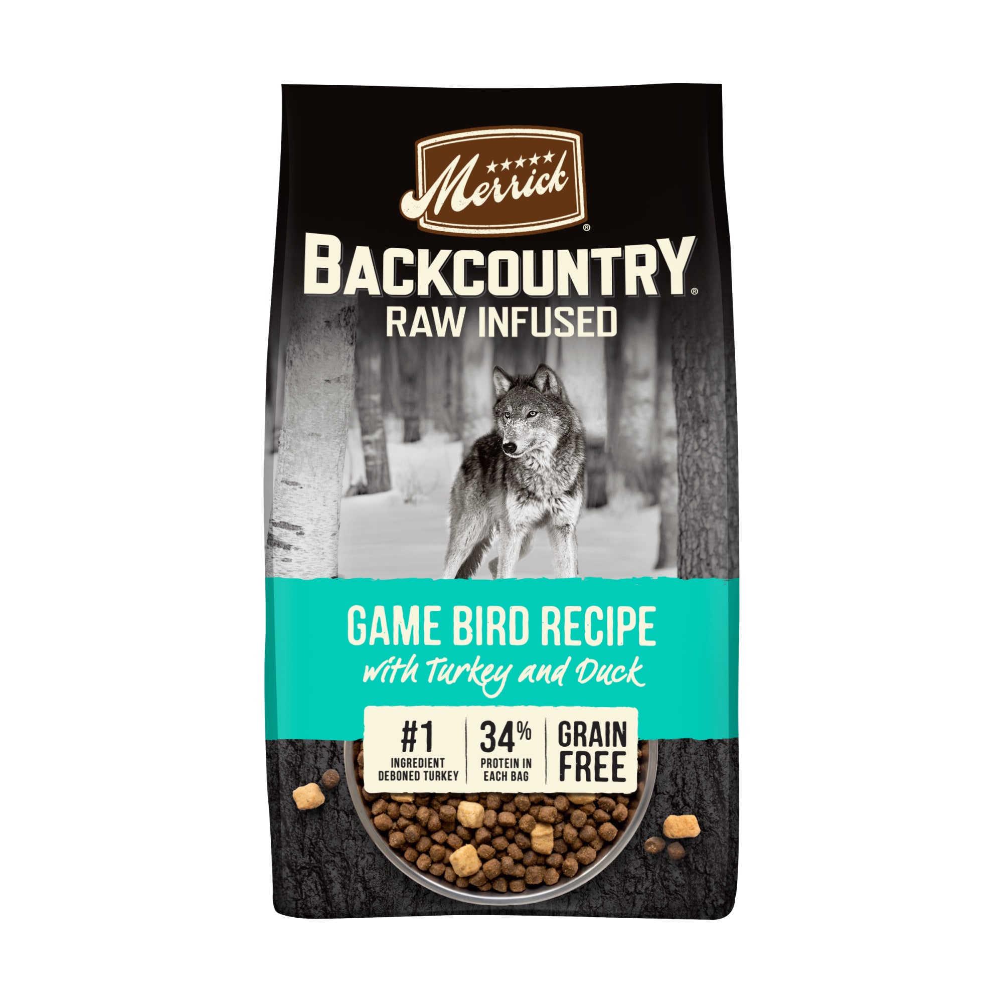 Merrick Backcountry Freeze Dried Raw Infused Grain Free Game Bird Recipe Dry Dog Food， 20 lbs.