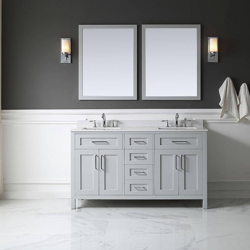 Home Decorators Collection Riverdale 28.00 in. W x 36.00 in. H Framed Rectangular Bathroom Vanity Mirror in Dove Grey Riverdale MR-G