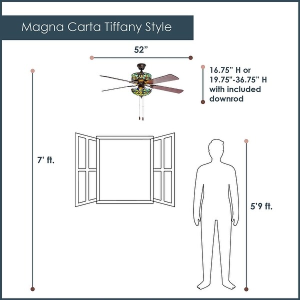 Stained Glass Magna Carta LED Ceiling Fan - 52