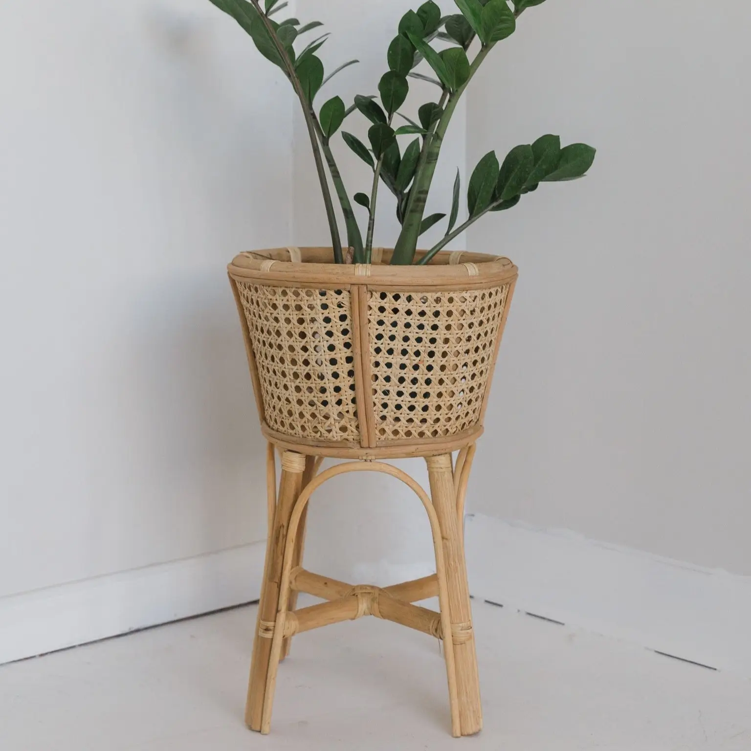 Eco Friendly Bali Style Coastal Hoya Stand Planter Pots Handcrafted from Rattan and Cane by Vietnamese Artisans