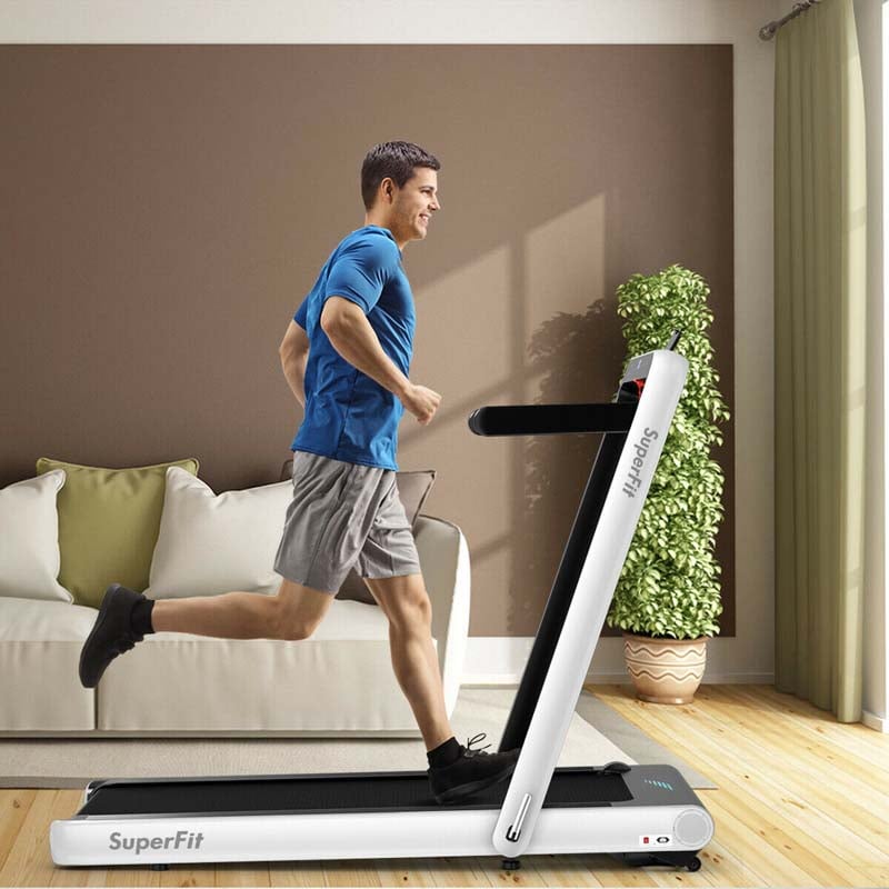 2 in 1 4.75HP Folding Treadmill, Under Desk Electric Treadmill, Portable Running Machine with APP Control, LED Touch Screen, Bluetooth Speaker