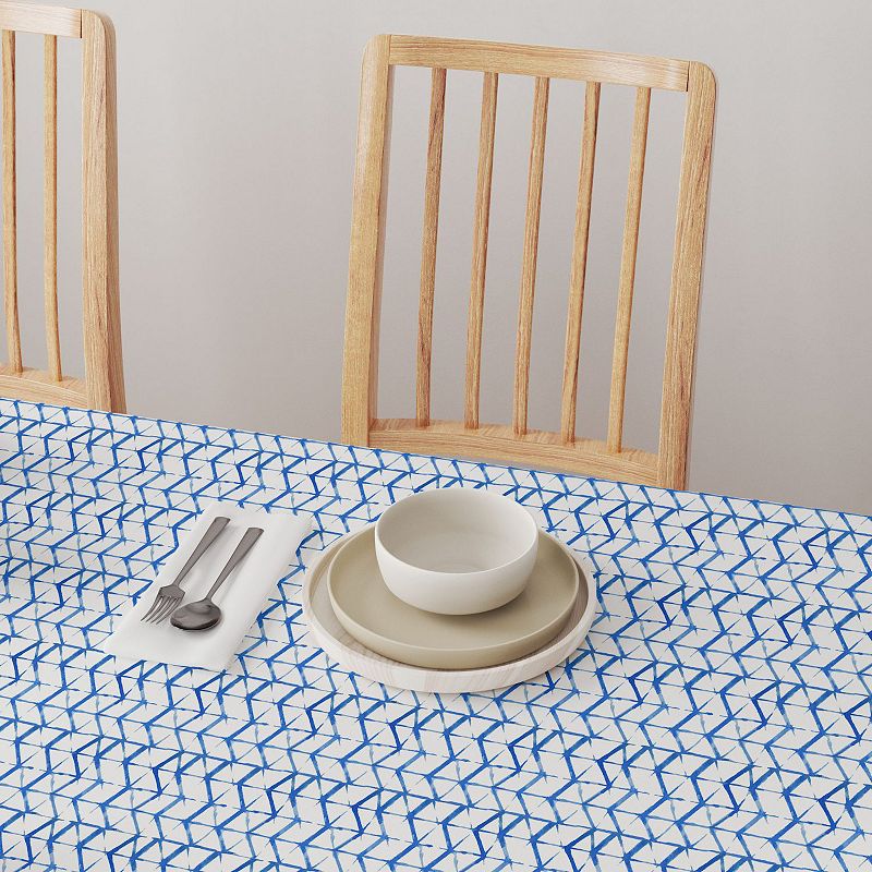 Square Tablecloth， 100% Cotton， 60x60， Blue Watercolor Style