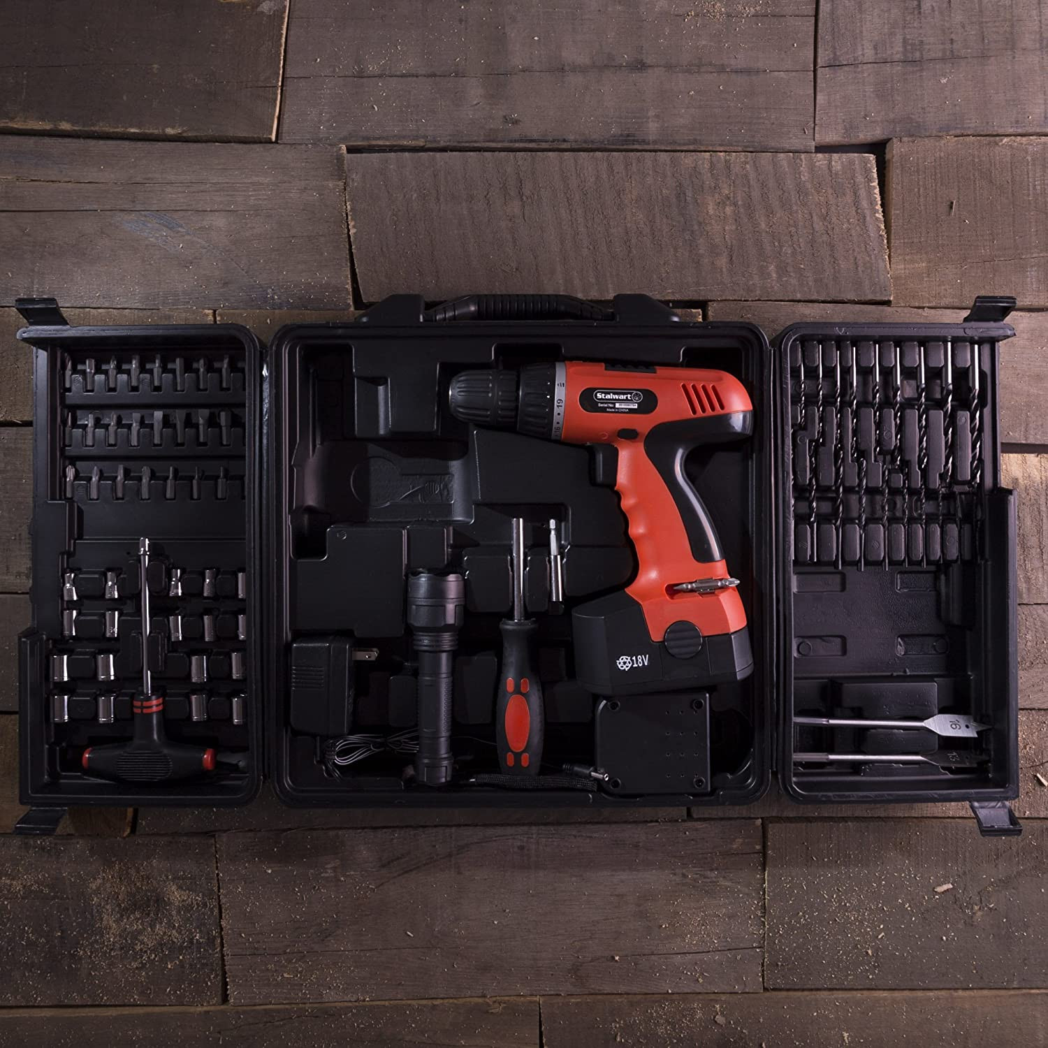 Stalwart Cordless Drill Set - 78 Piece Kit， 18-Volt Power Tool (75-66007)