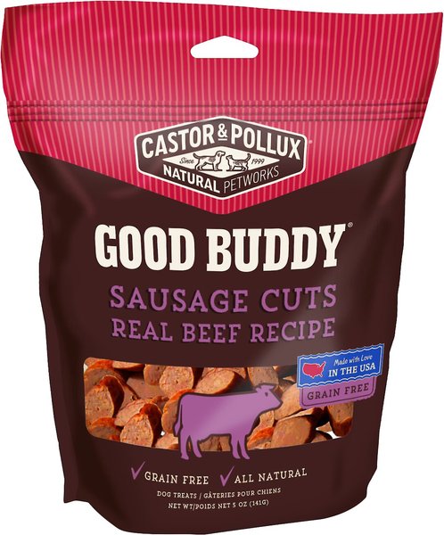 Castor and Pollux Good Buddy Sausage Cuts Real Beef Recipe Grain-Free Dog Treats