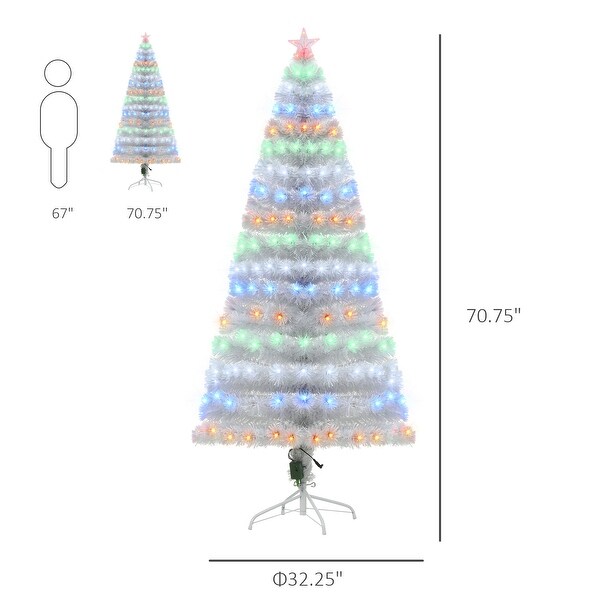 HOMCOM 6 ft. Prelit Artificial Christmas Tree with Stand，Colored Christmas Tree