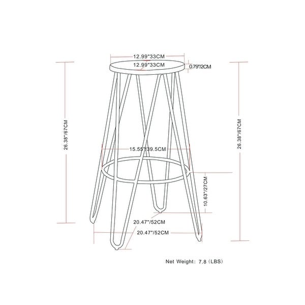 WYNDENHALL Kendall Industrial Metal 26 inch Metal Counter Height Stool with Wood Seat (Set of 2) - 15.7