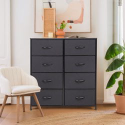 Lacoo Dresser for Bedroom with 8 Drawers,Wide Chest of Drawers,Suitable for Living Room,Corridor,Nursery,Black