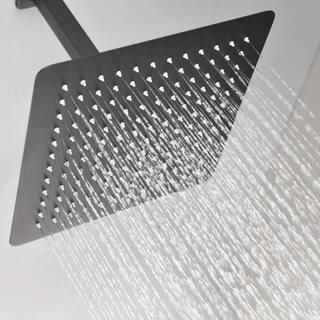 WELLFOR 1-Spray Patterns with 2.5 GPM 12 in. Ceiling Mount Rain Fixed Shower Head in Matte Black WA-F12-MB