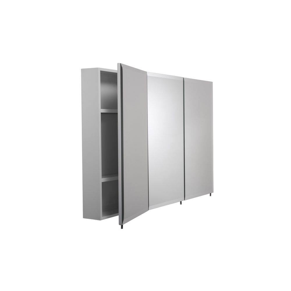 Croydex 48 in. W x 30 in. H x 5-14 in. D Frameless Tri-View Surface-Mount Medicine Cabinet with Easy Hang System in White WC102622YW