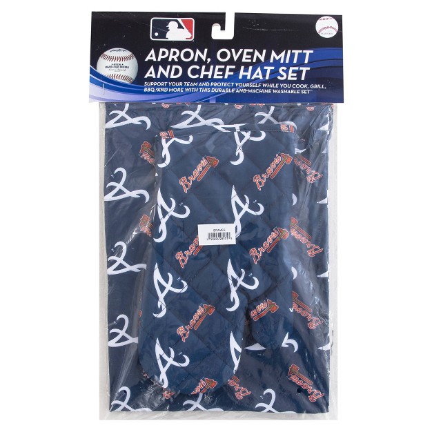 Mlb Atlanta Braves Apron Mitt Hat Grill Tool Set 3pc