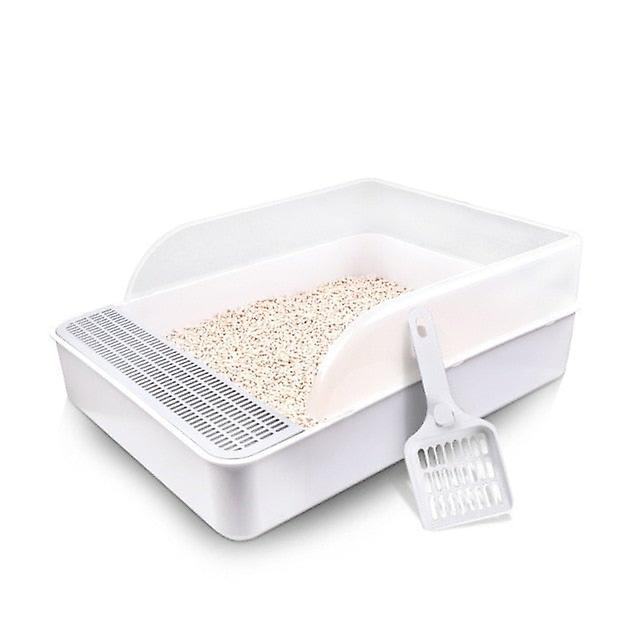 Semi closed pet cat litter box