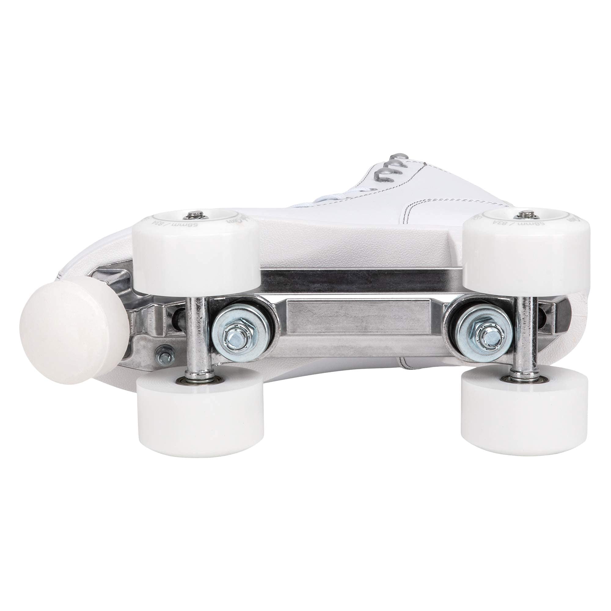 Skate Gear Extra Support Quad Roller Skates for Kids and Adults (White, Women's 10 / Men's 9)