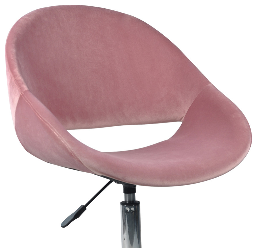 Velvet Upholstered Pink Makeup Vanity Chairs With Golden Chrome Base   Contemporary   Vanity Stools And Benches   by specialty imports  Houzz