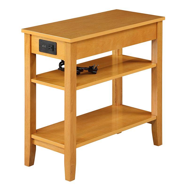 Convenience Concepts American Heritage End Table w/ Charging Station， Natural