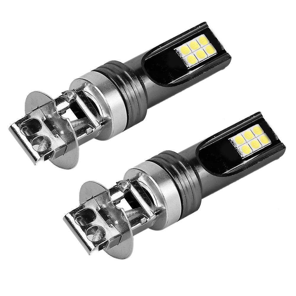 2pcs 3030-12led H3 Car Headlight Bulb Headlamp 6000k White Light