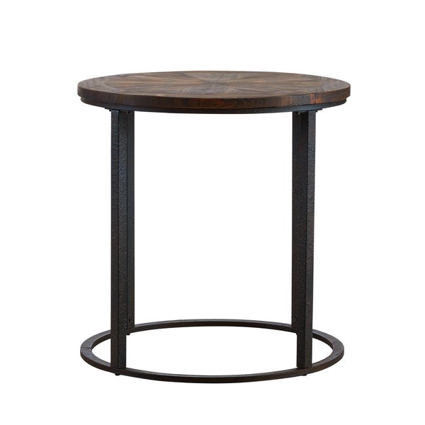 SEI Furniture Darren Modern Rustic Farmhouse Reclaimed Wood Round Side Table