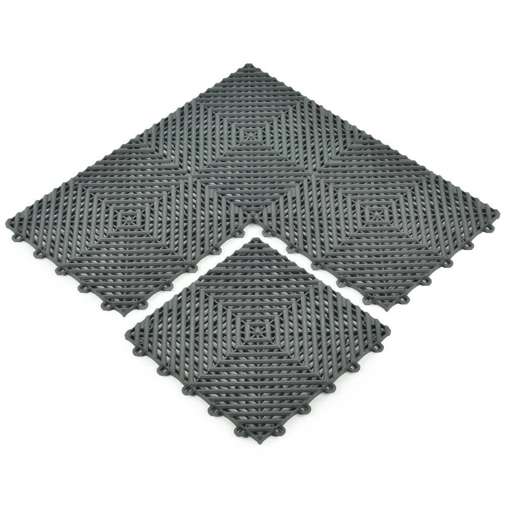 Greatmats Perforated Click 12-18 in. x 12-18 in. Black Plastic Garage Floor Tile (25-Pack) PCGT1X1BLK25